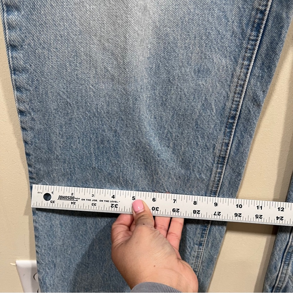 ZARA The Kick It Straight wide-leg style light wash low rise drew flare US 10 - Picture 5 of 11
